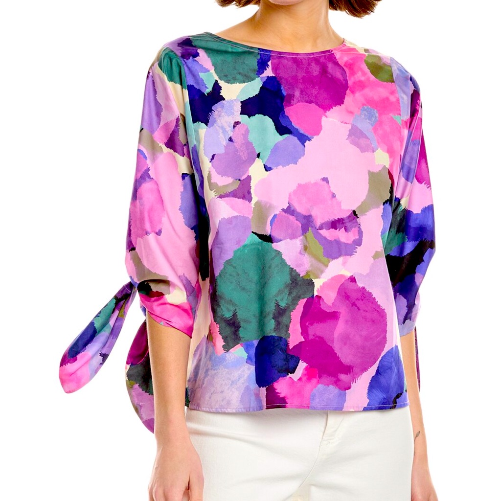 Deal Nwt Tyler Boe Trina Spring Blouse Top In Pink And Purple